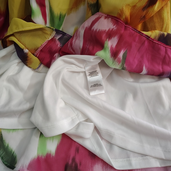 Donna Ricco Colorful Floral High Neck Line Sleeveless Tiered Maxi Dress - Picture 13 of 14